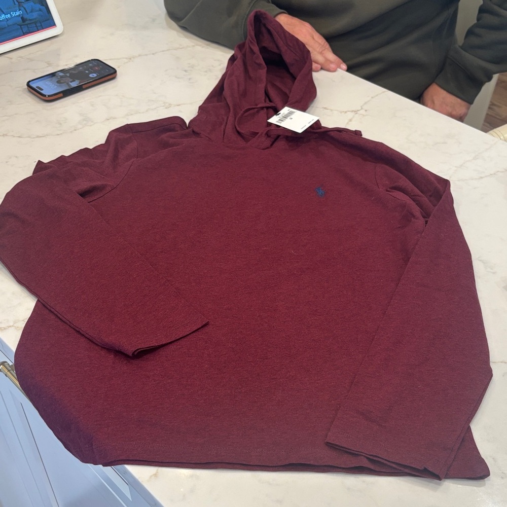 Polo by Ralph Lauren Burgundy Hooded Long Sleeve Pullover